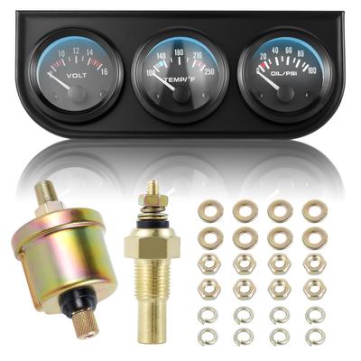 Sada tří měřidel Přesný Mini Měřič Teploty Oleje Měřič Teploty Vody Voltmetr 3v1 Automobilový Měřič Vhodný pro 12V Auta Automobily Nákladní Vozidla