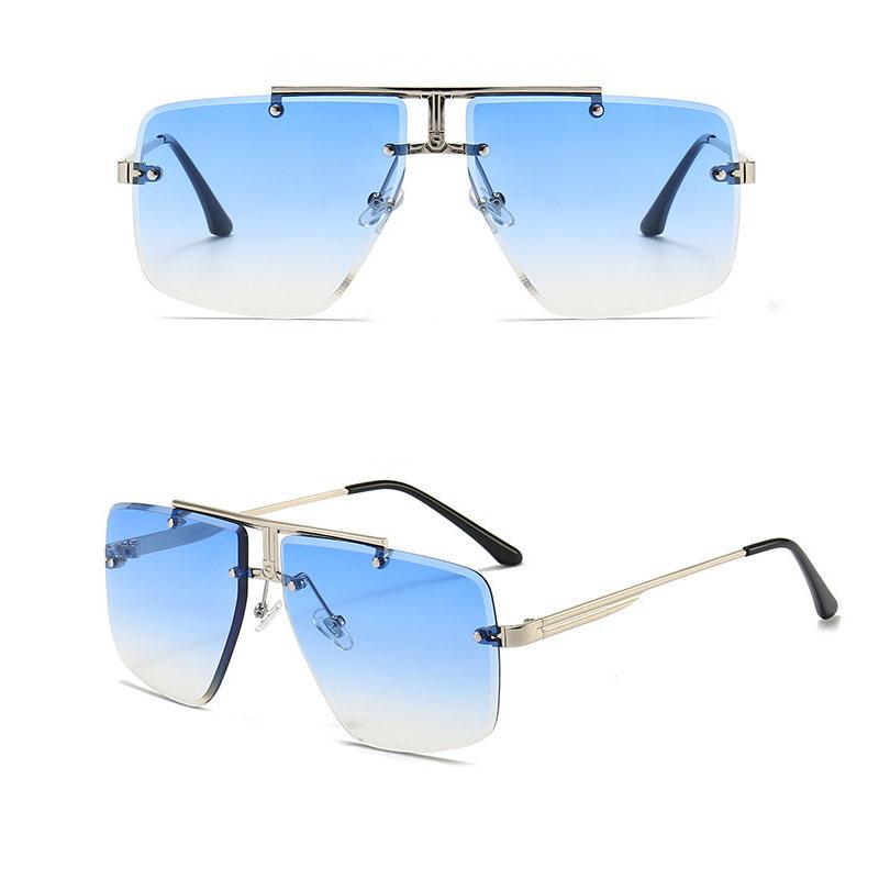 Fashion Frameless Cool Men Driving Glasses Goggle Summer Gradient Sunglasses Vintage Pilot Sun Glasses Punk