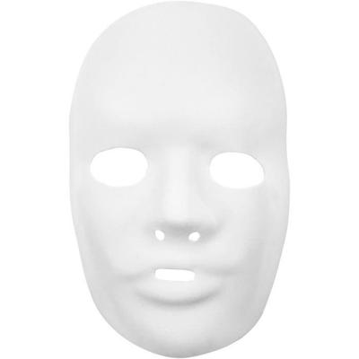 White Plastic Full Face Mask with Velvet Finish - Easy To Decorate - Elastics Included