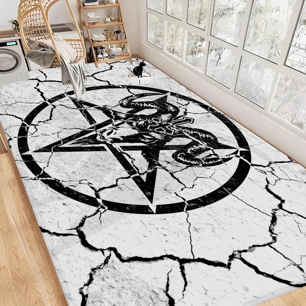 Satanic Baphomet Floor Mat INS Style Soft Bedroom Floor House Laundry Room Mat Anti-skid Household Carpets