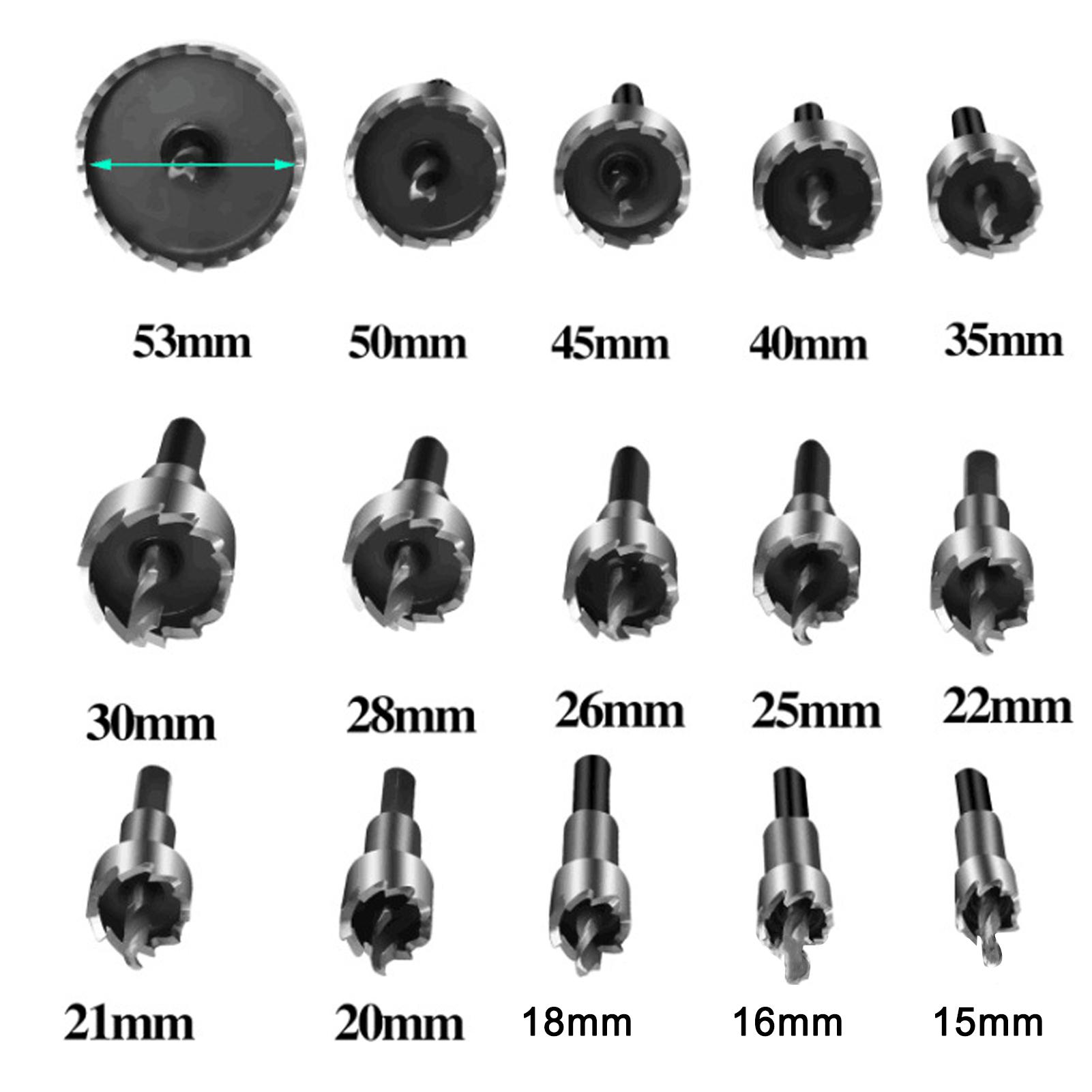 

15 шт., набор коронок для сверл из быстрорежущей стали, комплект сверл для отверстий в железном листе, аксессуары для деревообработки, кольцевая пила