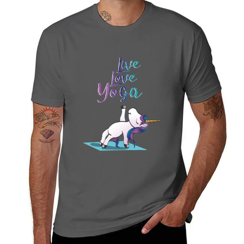 Unicorn in yoga T-Shirt t shirt men 100% cotton luxury brand man tshirt man t shirt cotton high quality T-Shirt