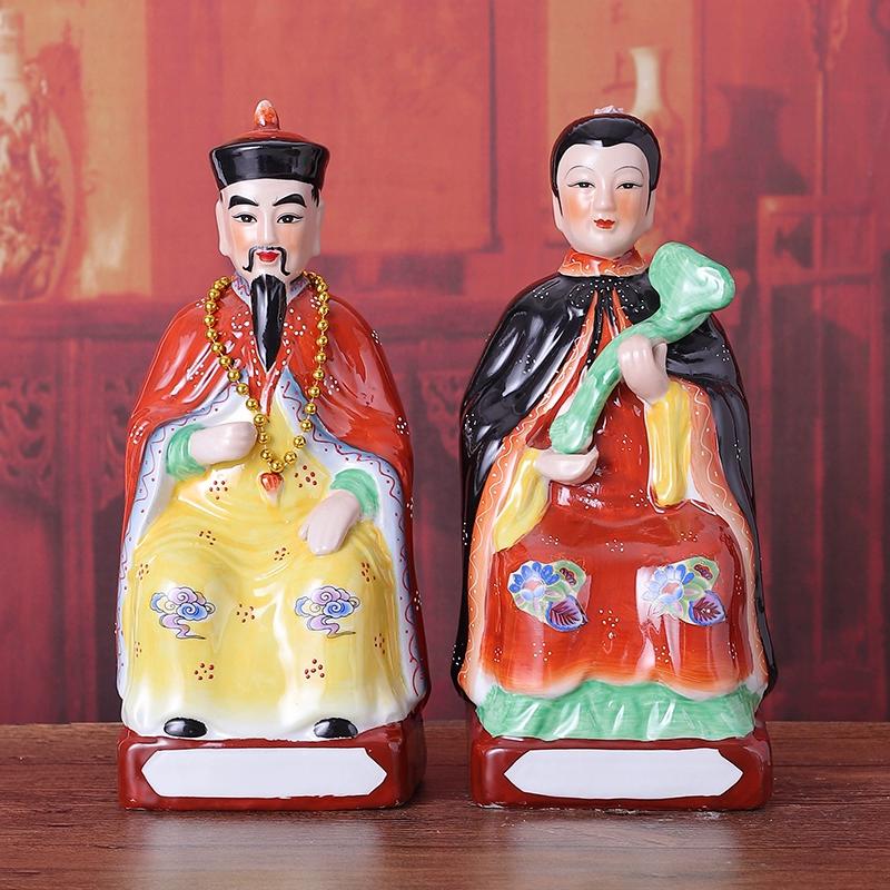 Antique Color Porcelain Statue - Hu Huang Chang Mang Four Great Families Deity, Chinese Folk Religion Altar Figurine, Home Prote