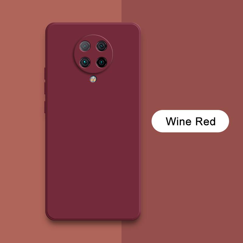 

Квадратный жидкий силиконовый чехол для Xiaomi POCO F2 Pro, защитный мягкий чехол для задней панели телефона F2Pro, противоударный POCO F2 Pro вино красного
