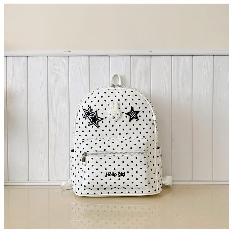 Schoolbag New Cute Miffy Rabbit Polka Dot Simple Backpack Large Capacity Going Out Lightweight Backpack Student Class School Bag Female
