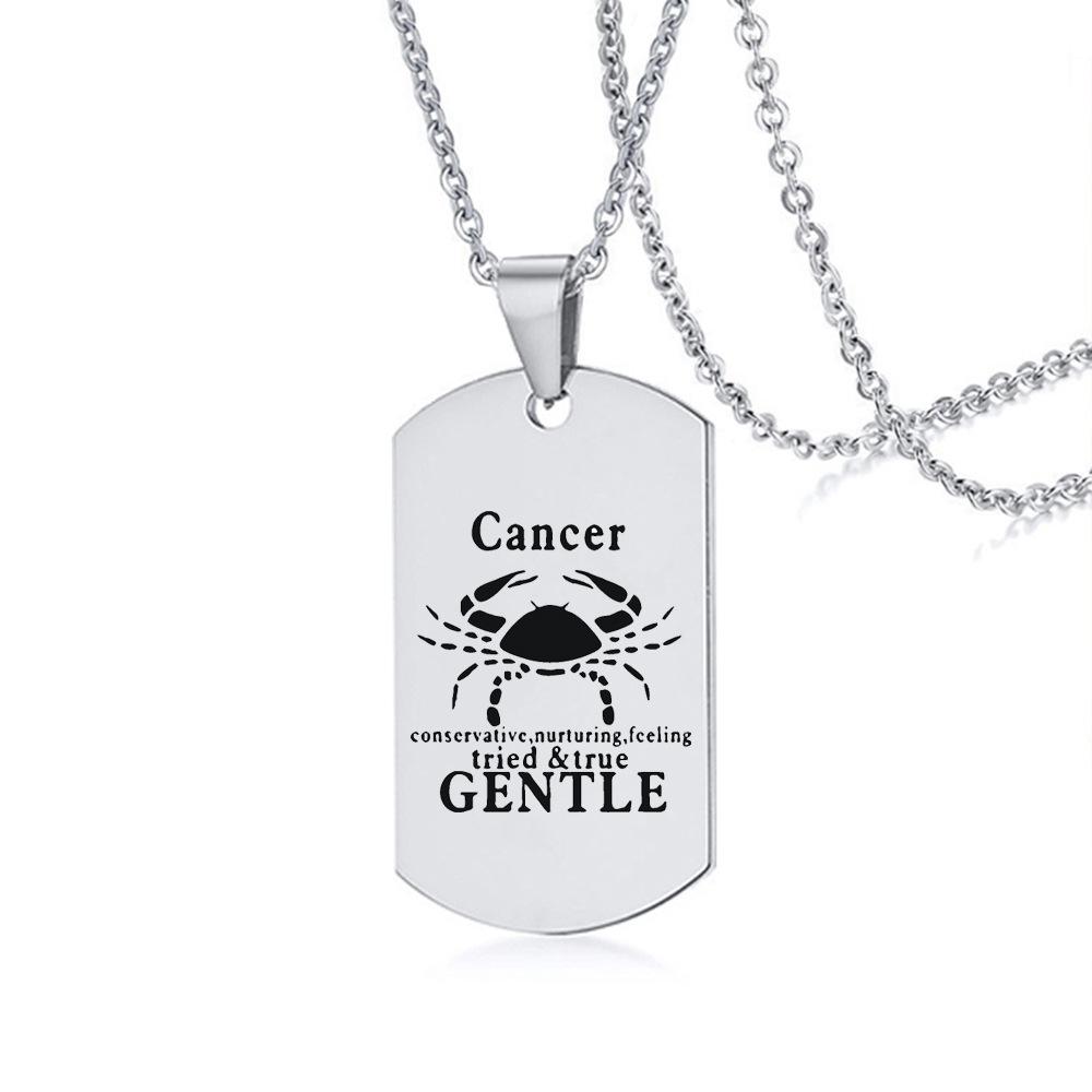 Sternzeichen Halskette für Männer Frauen 12 Konstellation Edelstahl Skorpion Kette Halskette Geburtstagsgeschenk Anhänger Schmuck