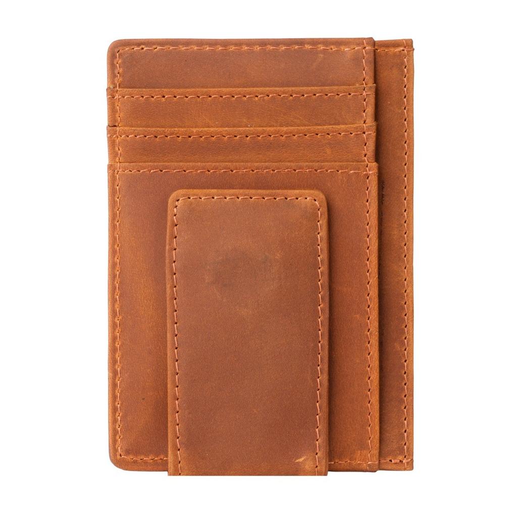 Crazy Horse Leather Zero Wallet Men's Retro Genuine Leather Bull Pickup Bag Cash Banknote USD Clip