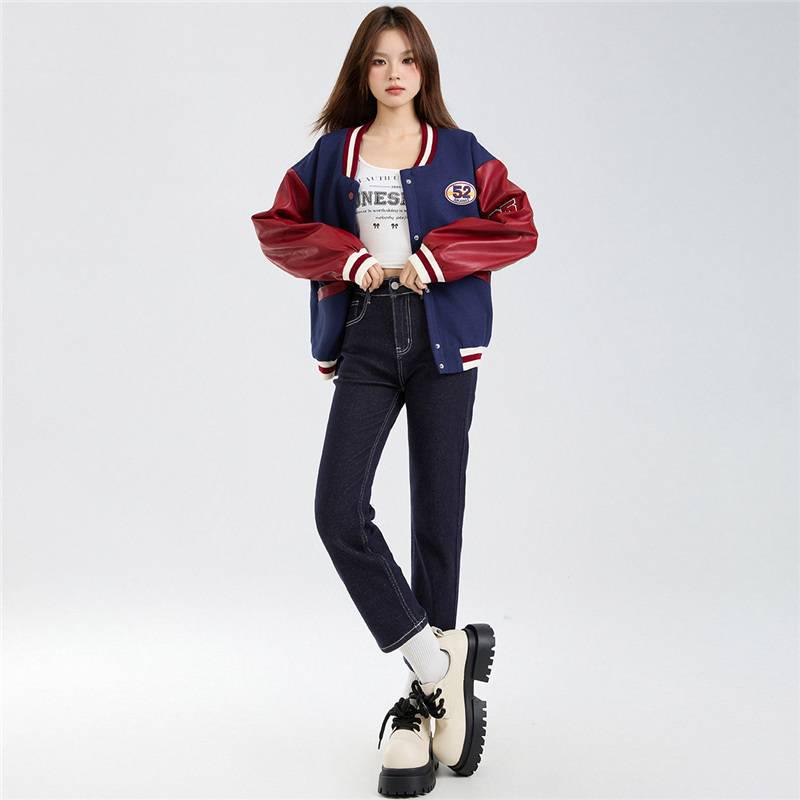 High Waist Slimming Elastic Denim Jeans - Women s Straight Leg Cigarette Pants for Autumn/Winter 25