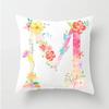 Flower 26 Letters Alphabet Decorative Cushion Cover Polyester Pillowcase Throw Pillow Cover Home Decor Fundas De Cojin 45X45Cm