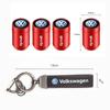 T23-Car Tire Wheel Valve Caps Cover Suede Car Key Chain Ring Keychain For Volkswagen ID GTI Golf Polo Passat Tiguan Jetta Beetle CC