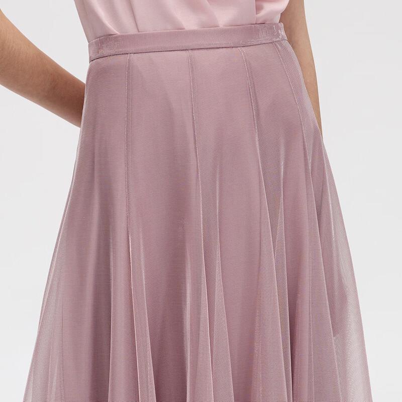 LANCY Glossy A-Line Mesh Mini Skirt