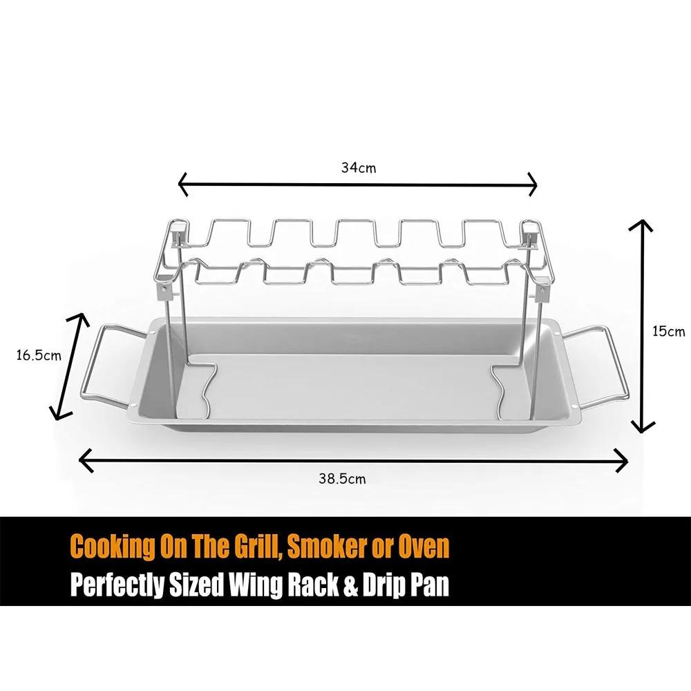 BBQ Stainless Steel Barbecue Chicken Wing and Leg Rack Beef Chicken Wing Leg Grill Barbecue Cooking Drumstick Oven Roaster Stand