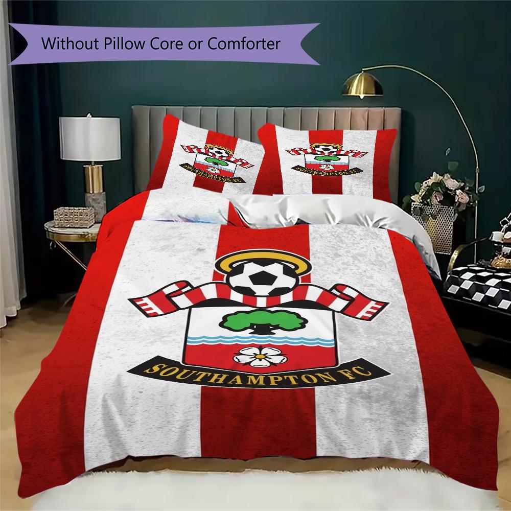 Southampton FC Pattern Bedding uilt Set uilt Cover Pillowcase Home Decoration Birthday Gift (1 * duvet cover + 2 * pillowcase without core)