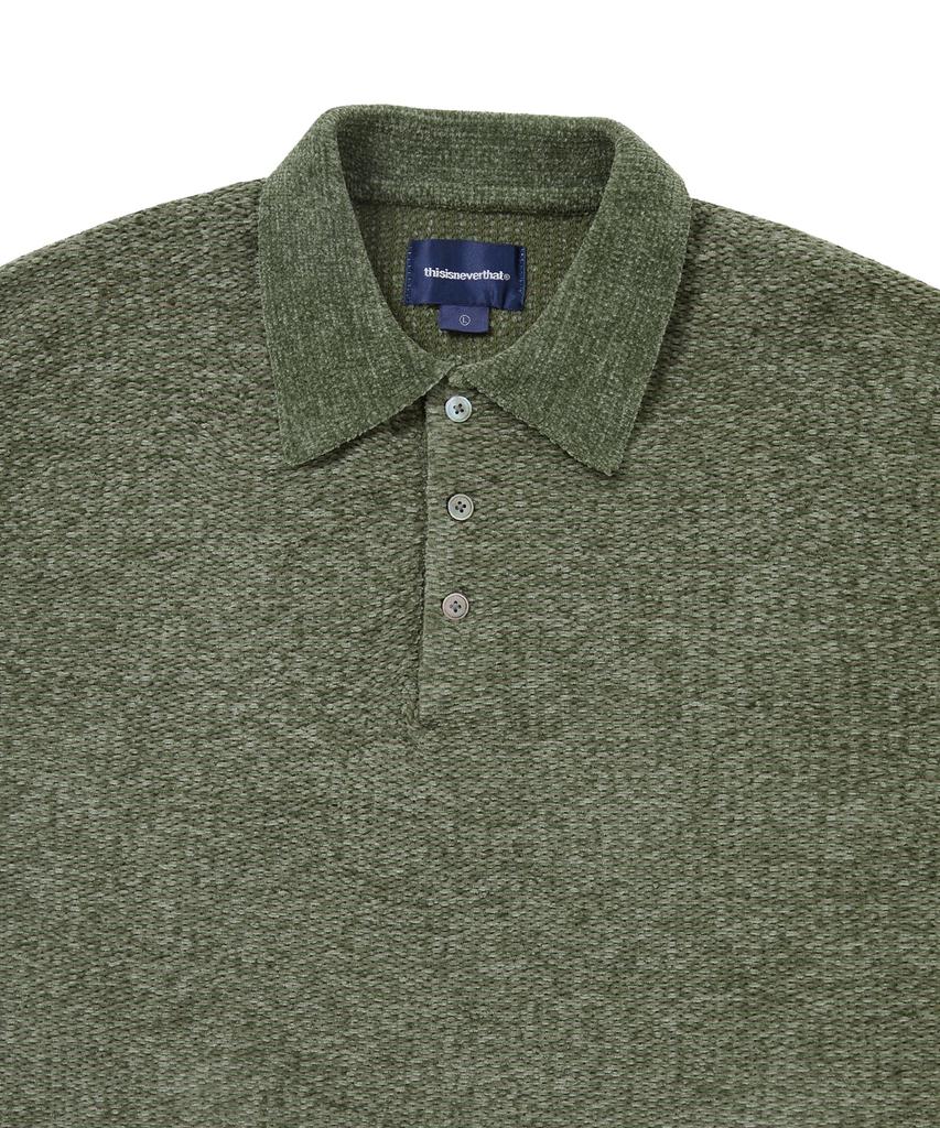THISISNEVERTHAT Velvet Knit Polo Green