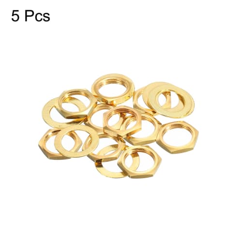 uxcell Guitar Nuts and Washers, 8.9mm Inner Diameter, Guitar Input/Output Jack Socket Nuts, Gold, for Bass Guitars, 5-Pack