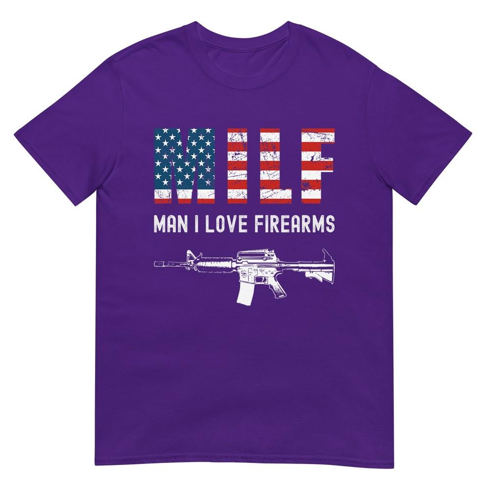 Milf Unisex I Love Firearms Gun Rights Ar15 Patriotic Usa Flag TShirt