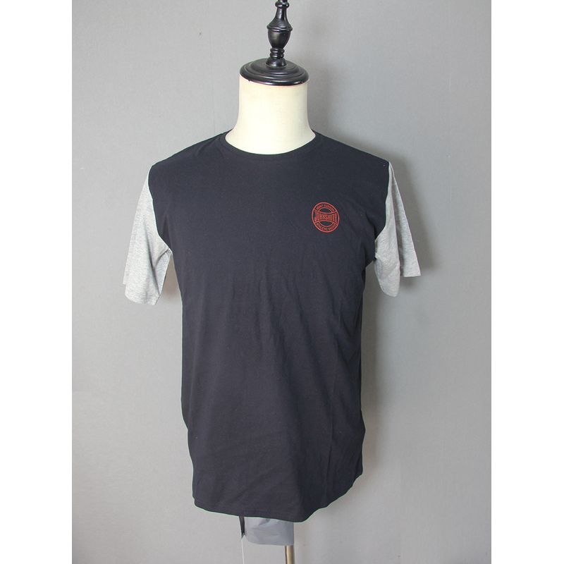 

Модная мужская летняя футболка с коротким рукавом, контрастного цвета, минималистичная, легко сочетается, из чистого хлопка, с круглым вырезом, свободная, больших размеров, базовая, с рукавом до локтя Black gray Patchwork S (European code)