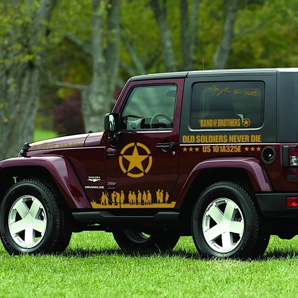 12 Stück Auto Tür Vinyl Aufkleber für Jeep Wrangler JK TJ Jl YJ Auto Pentagramm Soldaten Karosserie Dekoration Vinyl Decals Zubehör