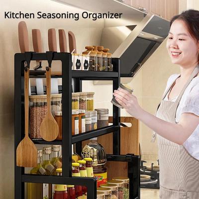 Kitchen Storage Rack Stainless Steel Seasoning Kitchenware Storage Rack Knife Spice Shelf Organizer Dish Organizer Accessories