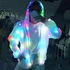 Glow Jacket Led Hooded Jacket for Fall Winter Glow Colorful Light Emitting Long Sleeve Coat with Pockets for Club Concert