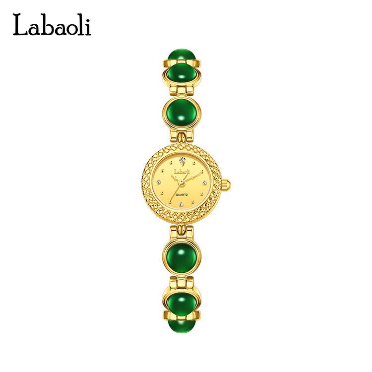 Изысканные женские ретро-часы-браслет Labaoli с изумрудом золотой
