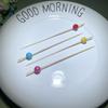 ZISIZ Decorative Bamboo Food Picks with Drill Bead