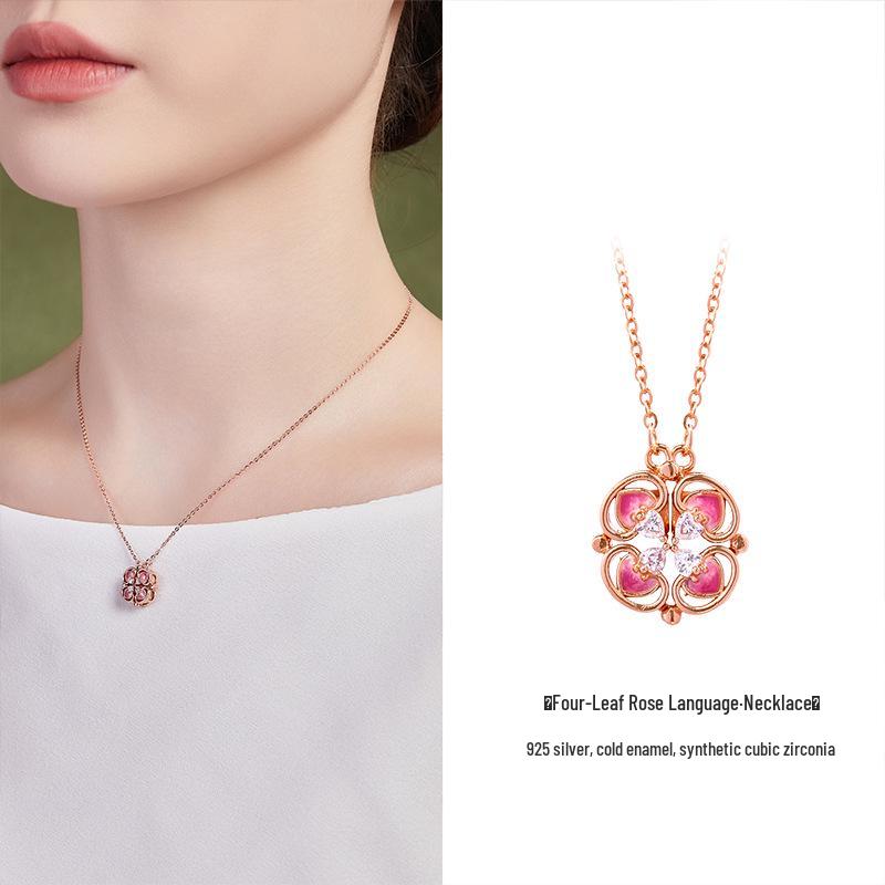 

S925 Sterling Silver Four-Leaf Clover Pendant Necklace - Women s Luxury Design Clavicle Chain Jewelry Gift S925 Silver