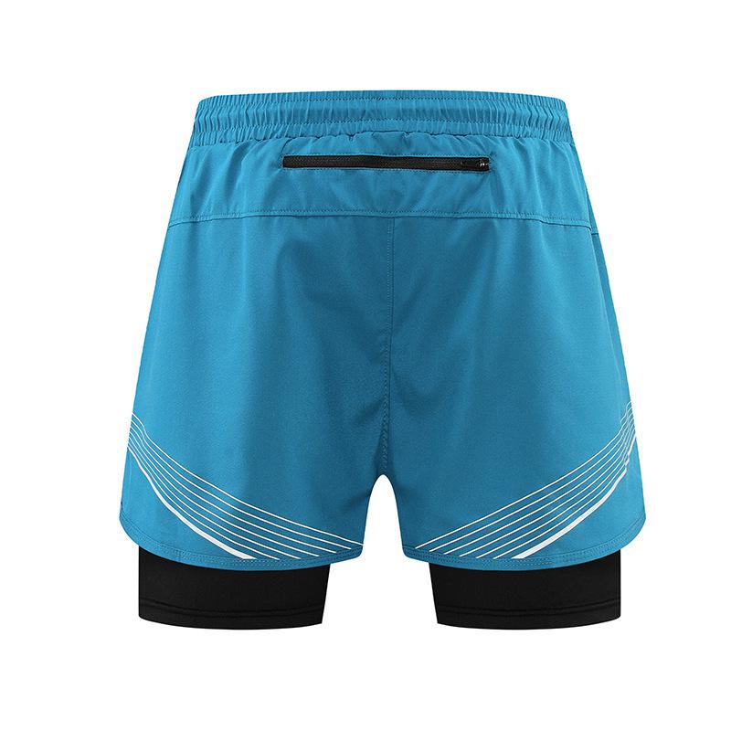 Men's Quick-Dry 3/4 Running Shorts with Phone Pocket, Layered Design, Anti-Exposure Fitness Pants for Morning Runs.