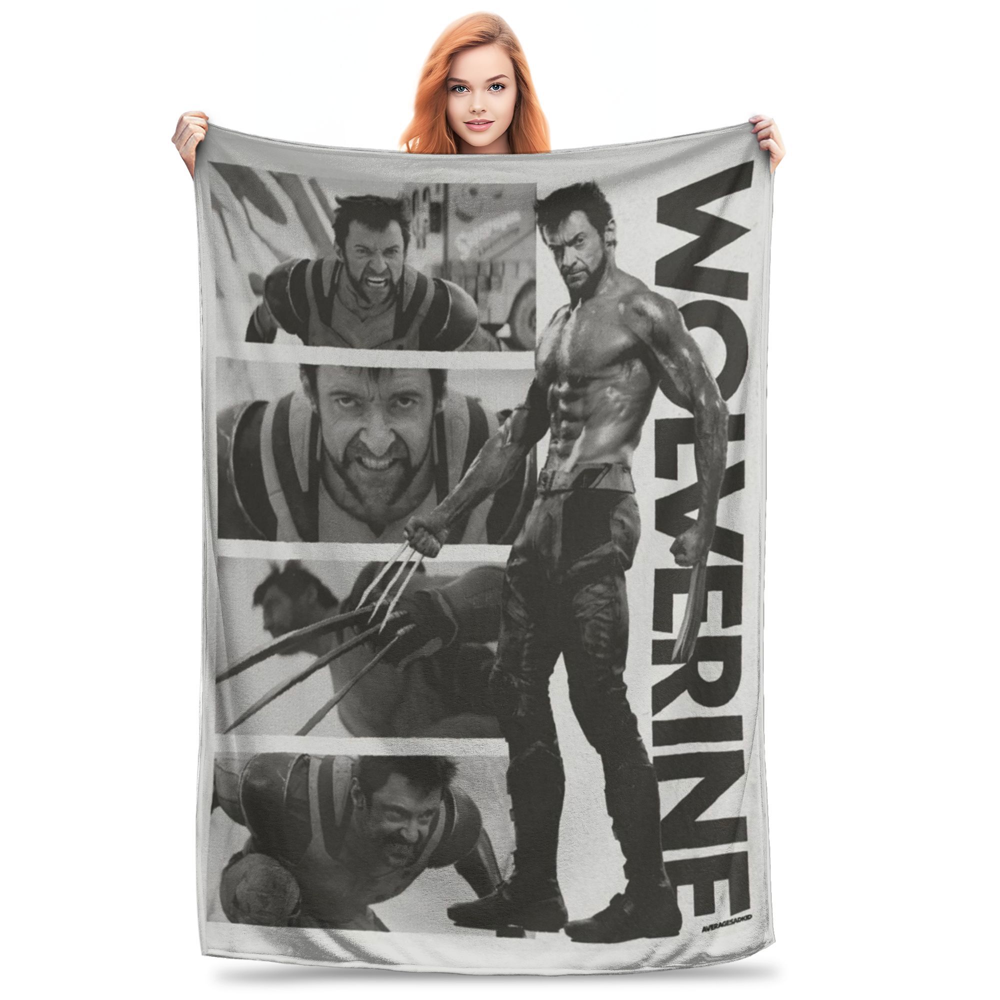 Flannel Throw Blanket Hugh Jackman Photo Collage Warm Plush Blankets Soft Bedding for Bed Living room Home Travel Sofa Size: 75*100cm, Weight: 230 GSM