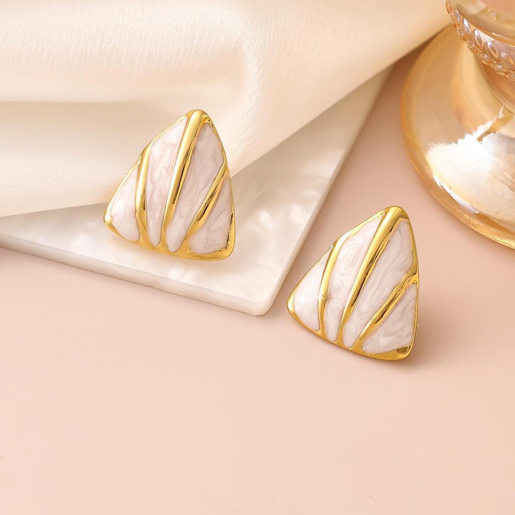 French Enamel Drip Oil Earrings: Stainless Steel, Irregular, Titanium Women's Luxury