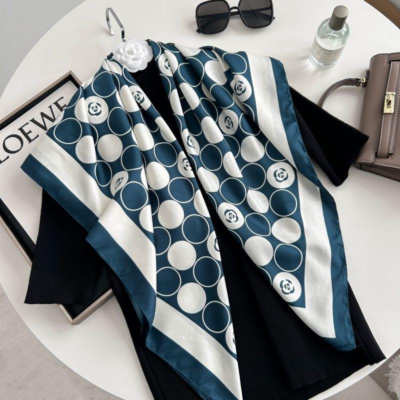 Letra Estampada Seda Imitada de Alta Qualidade Lenço de Seda Twill Decorativo Feminino