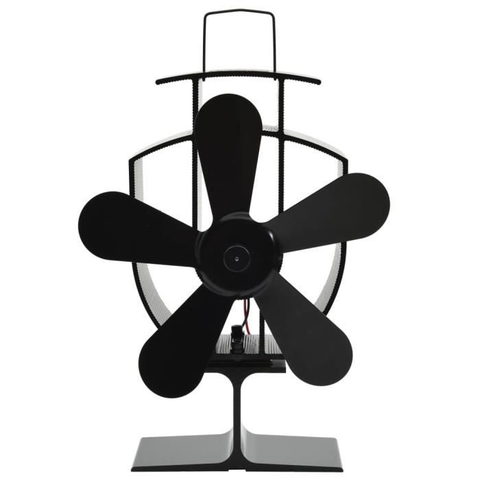 Ventilateur de poêle - vidaXL - 51238 - 5 pales - Aluminium anodisé - Noir