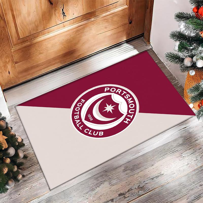 Tappeto Morbido Area Rug con Motivo Calcio Portsmouth FC Antiscivolo Tappeto per Pavimento Interno Tappetino Decorazione Sportiva per Camera da Letto