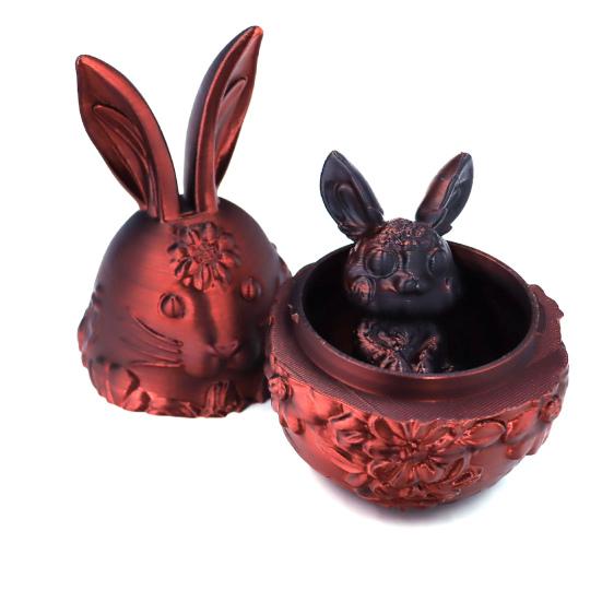 Påskhare Äggprydnad med Rörlig Ledad Kanin Inuti 3D-printad Kanin Blomma Äggfigur Påskhelg Festdekoration