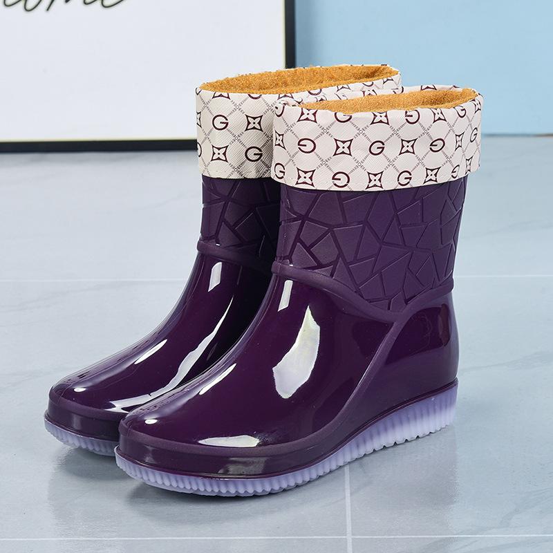 Moda 2024 Kalosze Damskie Outdoor Odporne na Zużycie Plastikowe Buty PCV Kuchnia Wodoodporne Buty Wszystkie Pory Roku
