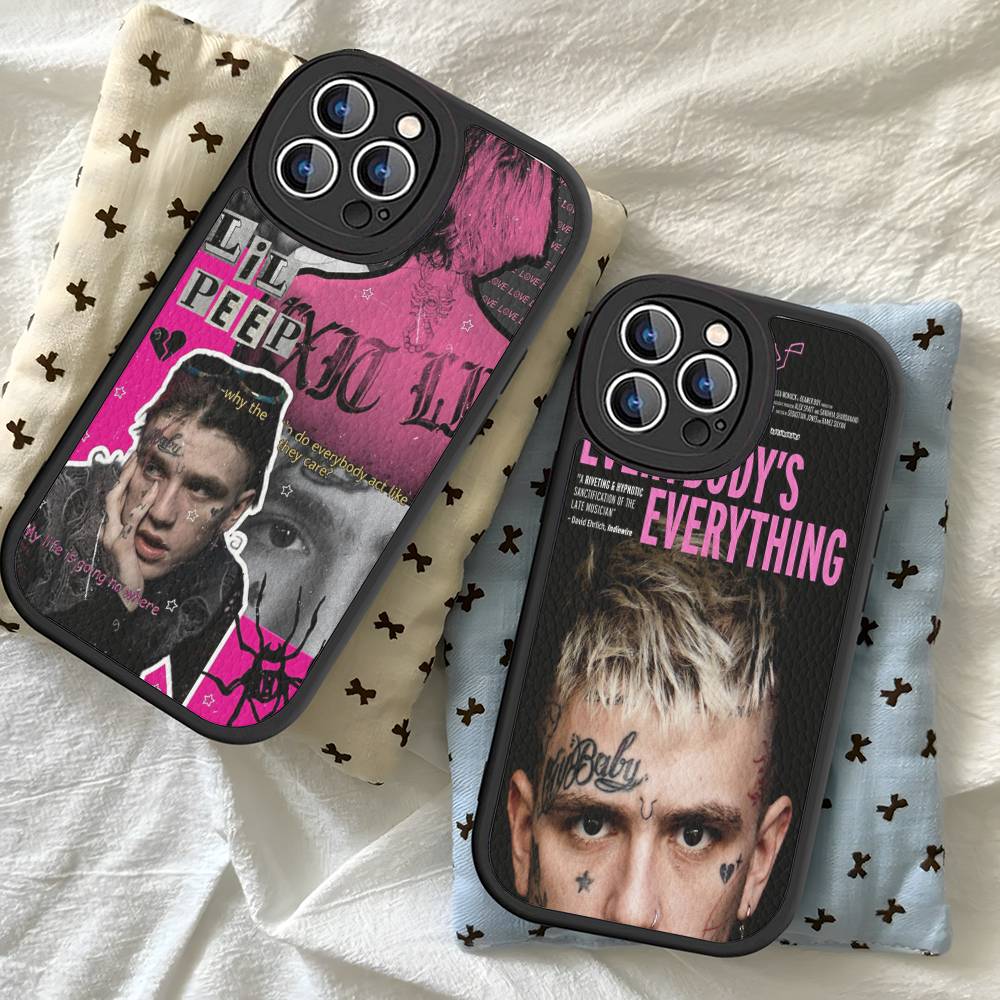 Hip Hop Rapper L-Lil P-Peep Leather Phone Case For IPhone 16 16e 15 14 13 12 11 Pro Max Plus Mini Cover