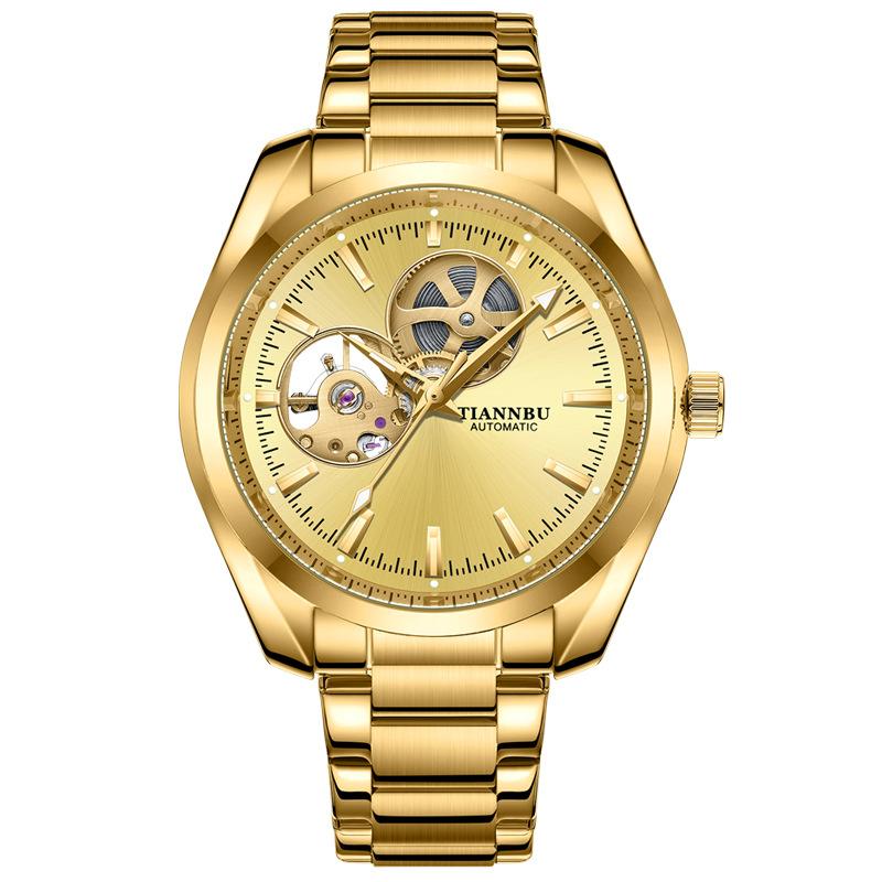 Tianbo Business Men'S Fully Automatic Hollow Mechanical Watch Steel Belt Fashion Mechanical Watch