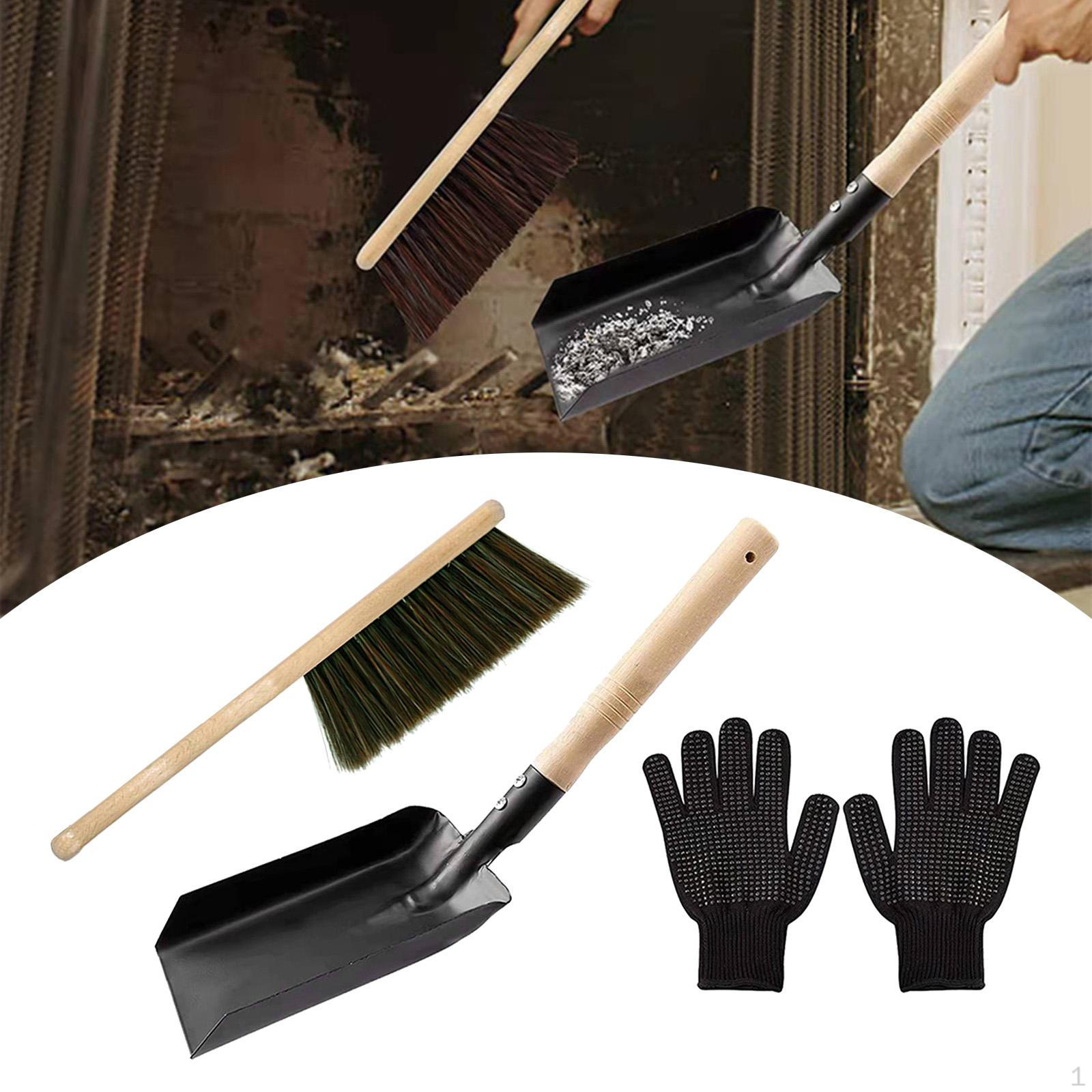 

Fire Fireplace Tools Metal Silicone Gloves, Accessories,Fireplace Broom Steel Spade and Ash Brush