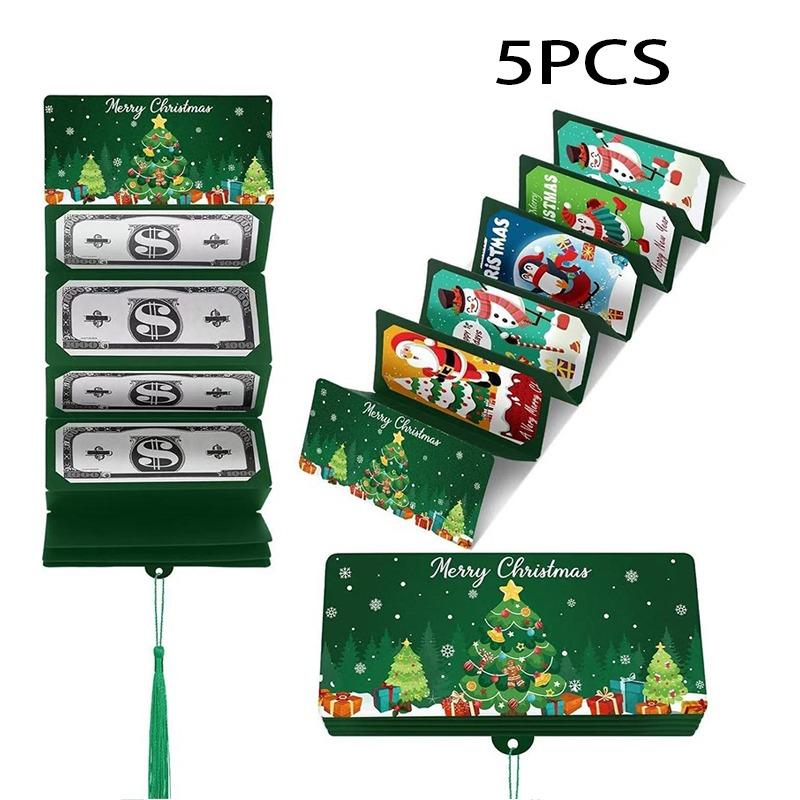 1/5 st Jultomten Pengakort Kuvert God Jul Dekorationer För Hem Vikbar Sedelkort Navidad Noel Natal