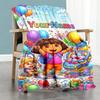Dora Explorer Personalized Text Blanket Lightweight Customizable Blanket Durable Comfort Suitable for Seaside Livingroom Living Room Office