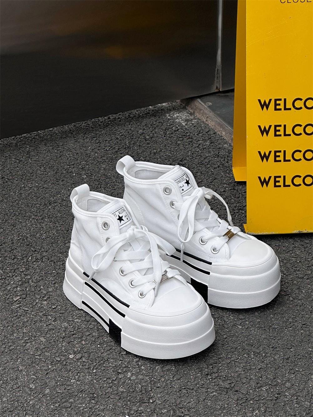 

Spring and summer new thick-soled heightening board shoes women s versatile casual sports small muffin canvas shoes 40 білий