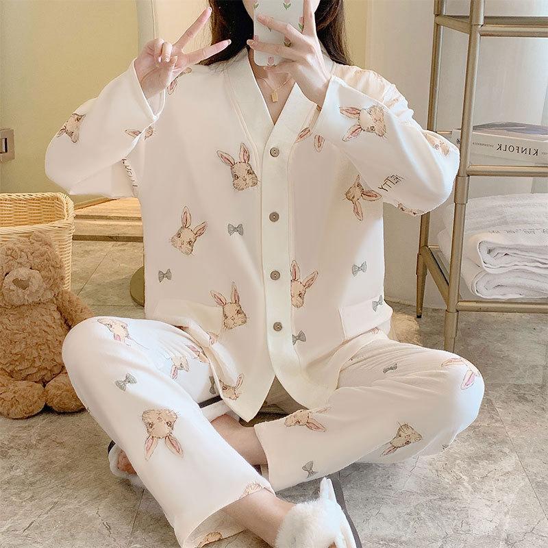GMXIA Pajamas for Girls In Spring and Autumn Are Cute and Casual. They Are Long-sleeved and Long-pants Home Wear That Can Be Worn Over Two Sets