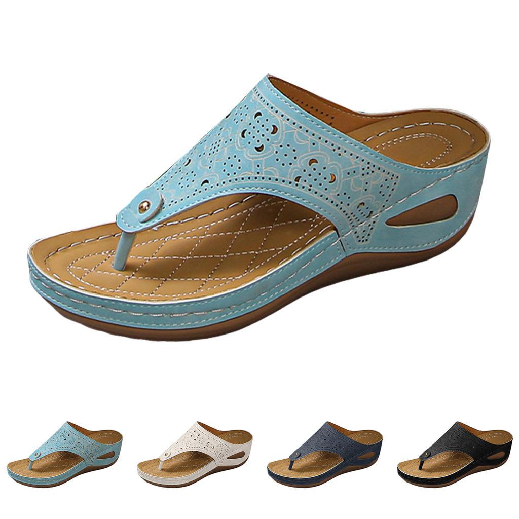 Women'S Retro Openwork Thong Sandals Comfortable And Casual Wedge Yoga Toe Sandals For Women Clear Studded Sandals For Women