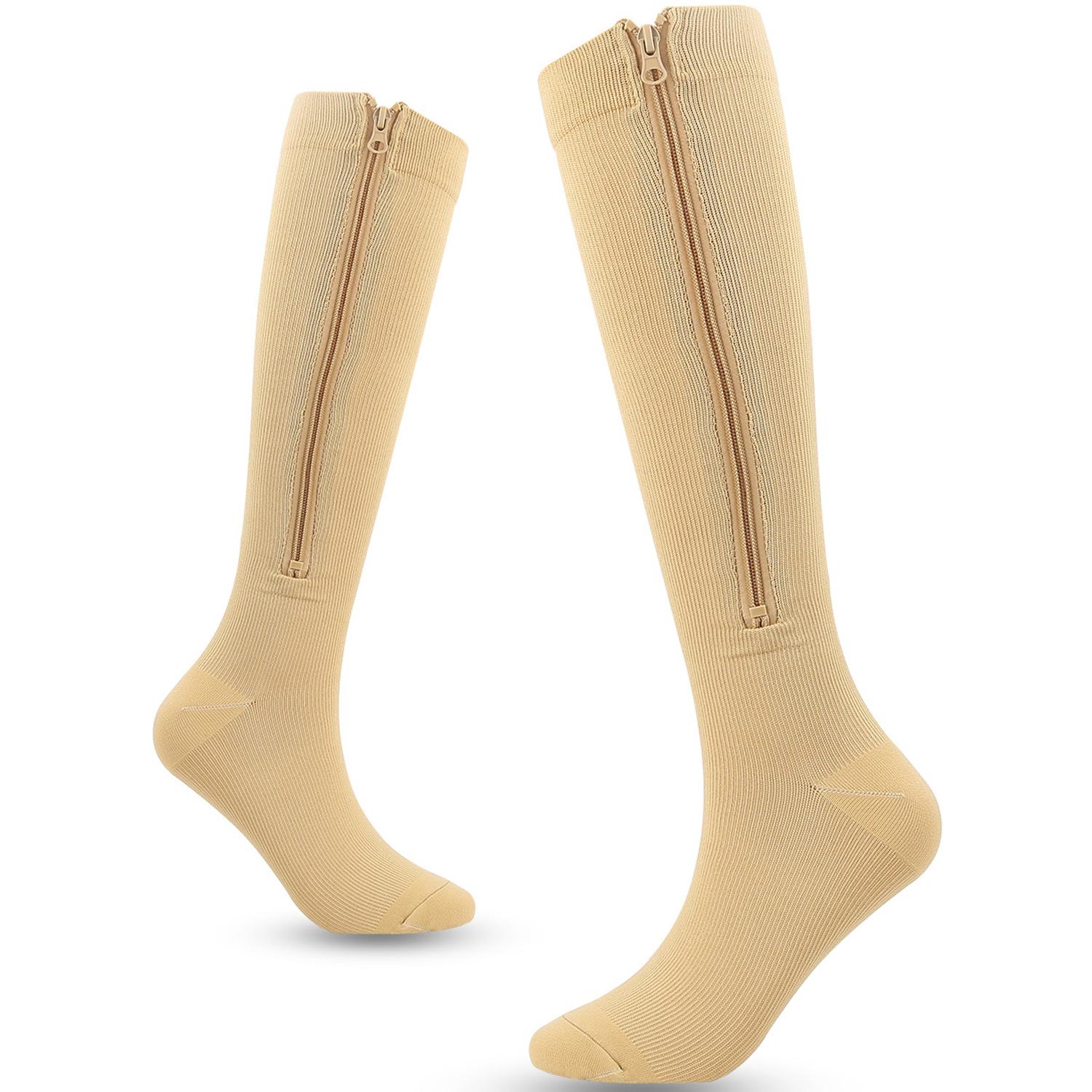 

A5115 1 Pair Sports Zipper Compression Socks Calf High Tube Compression Stockings C