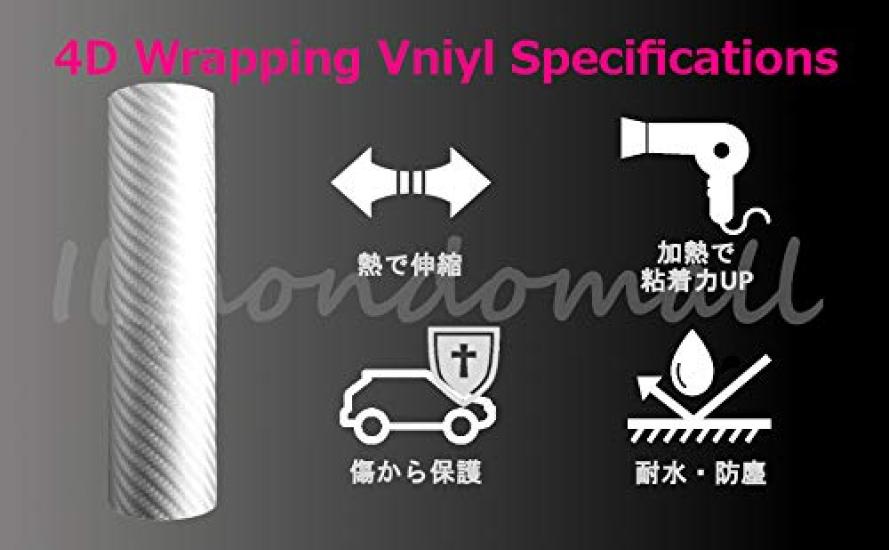 IlMondoMall 4D Carbon Sheet Carbon Sticker Silver 152 x (Silver, 35cm)