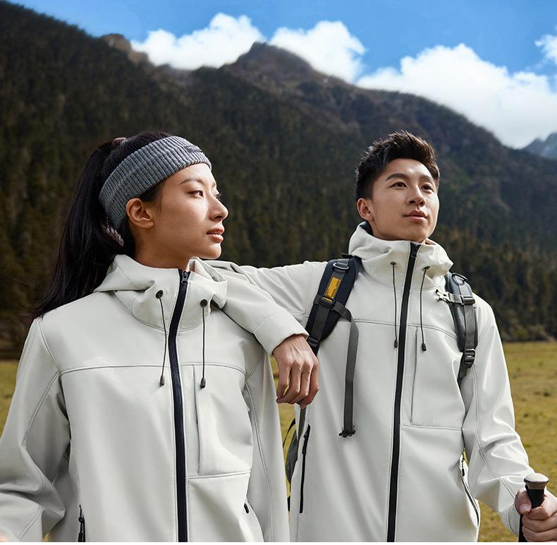 Men’s Windproof & Waterproof Velvet Hooded Jacket for Autumn/Winter - Trendy Soft Shell Couple Design