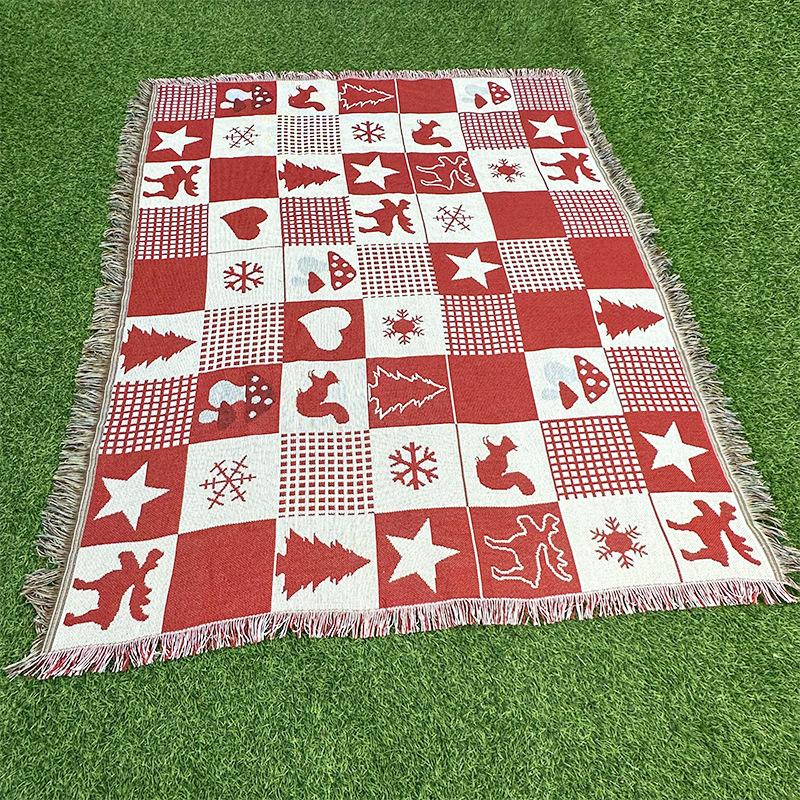 Decorative Blanket Jacquard Tapestry Christmas Bell Sofa Towel Wire Blanket Dustproof Full Cover Sofa Blanket