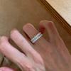 2026 Zircon Full Diamond Heavy Industry Ring T Square Diamond Sugar Cube Lace Bright Galaxy Ring Half Ring Diamond Row Ring