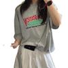 Letter-printed Short-sleeved T-shirt for Women, Loose-fitting Casual Blouse