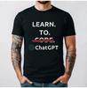Learn To ChatGPT Tshirt Chat Gpt Tee Men's Cotton T-shirt Funny Tshits Regular Short Sleeve Sum
